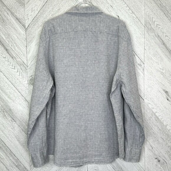 Baird McNutt Murano Shirt Mens Large 100% Linen Gray Long Sleeve Button Front - Picture 4 of 4